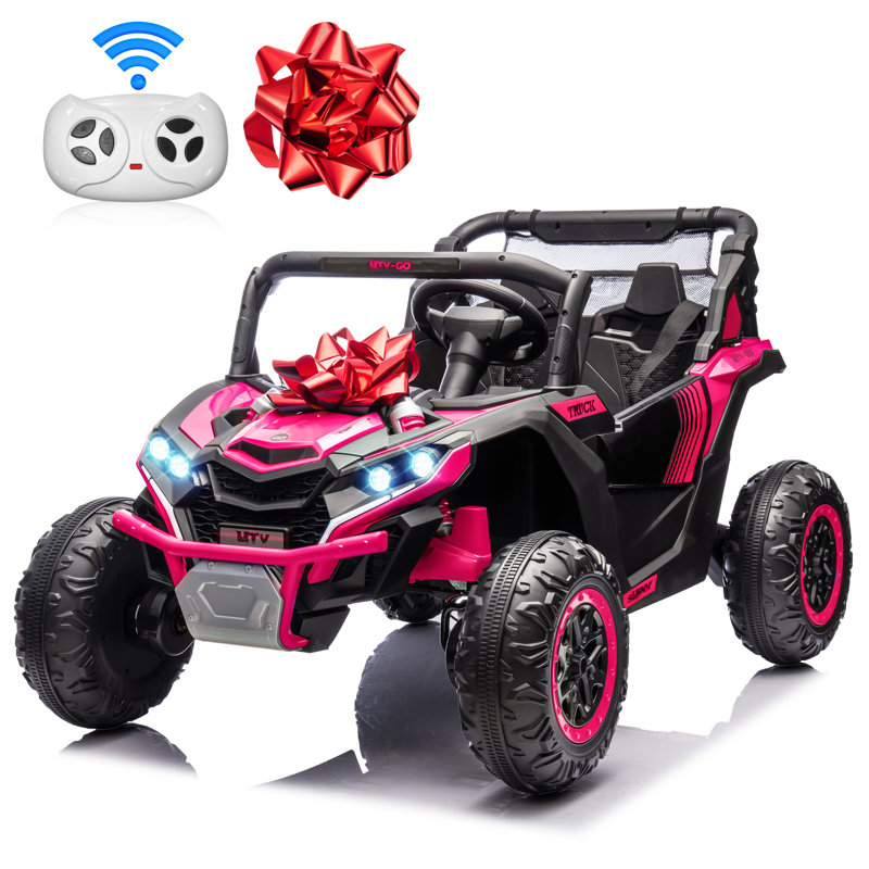 24 Volt 4X4 Ride on Toys with 2 Seat 600W Power UTV Car 4 Wheeler for Big Kids with Remote Control Storage 3 Speeds Bluetooth Music Black